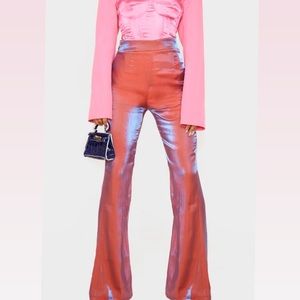 Pink Irredescent flared trousers